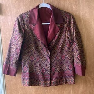 Bespoke silk jacket and skirt in cranberry -- classic tailoring